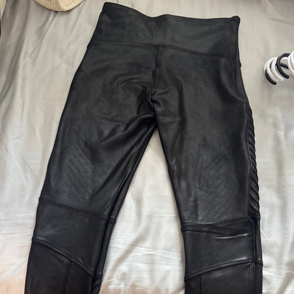 Black Faux Leather Moto Leggings - Picture 2 of 4